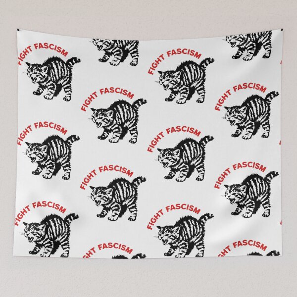 Item preview, Fight Fascism Angry Cat Political Activist Statement designed and sold by Glow-Paw-Studio.