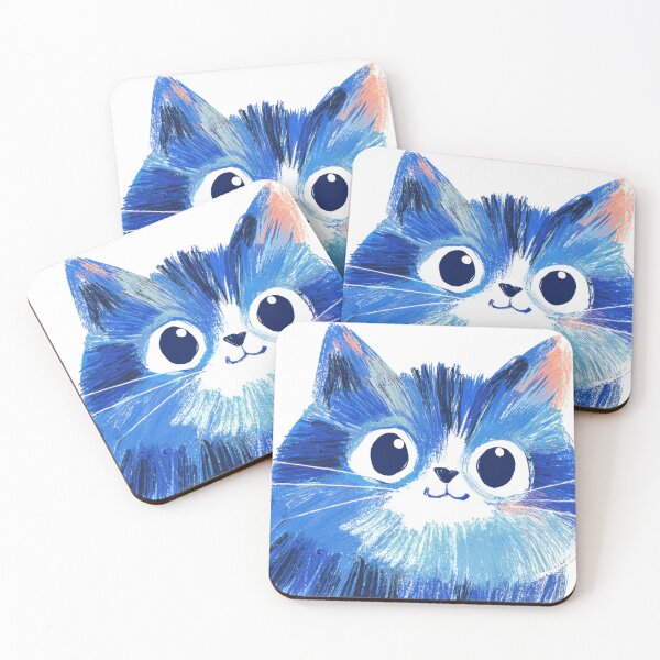 Item preview, Cute blue cartoon cat illustration designed and sold by anytka.