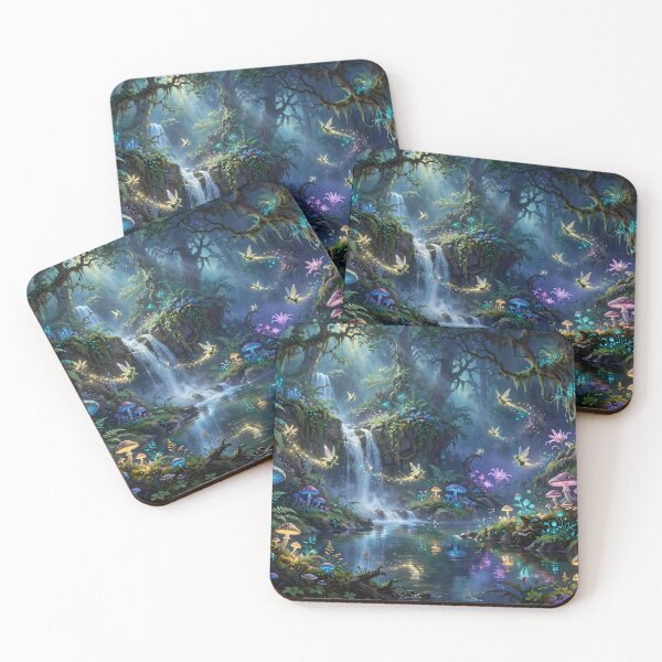 Item preview, Whispers of the Enchanted Falls – Magical Fairy Forest designed and sold by DreamyWallVibes.