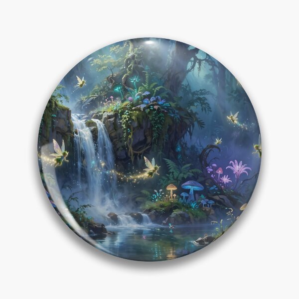 Item preview, Whispers of the Enchanted Falls – Magical Fairy Forest designed and sold by DreamyWallVibes.