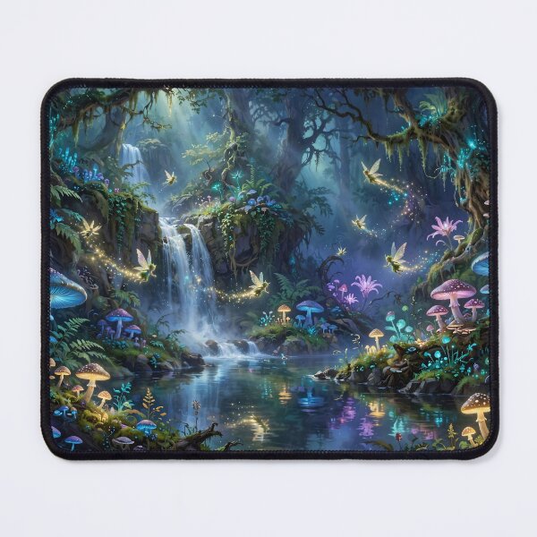 Item preview, Whispers of the Enchanted Falls – Magical Fairy Forest designed and sold by DreamyWallVibes.