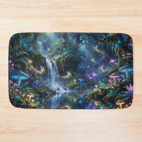 Item preview, Whispers of the Enchanted Falls – Magical Fairy Forest designed and sold by DreamyWallVibes.