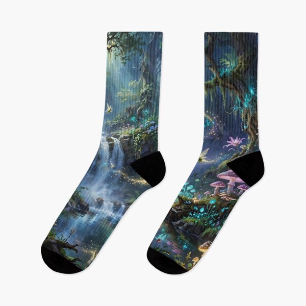 Item preview, Whispers of the Enchanted Falls – Magical Fairy Forest designed and sold by DreamyWallVibes.