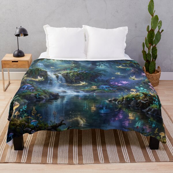 Item preview, Whispers of the Enchanted Falls – Magical Fairy Forest designed and sold by DreamyWallVibes.