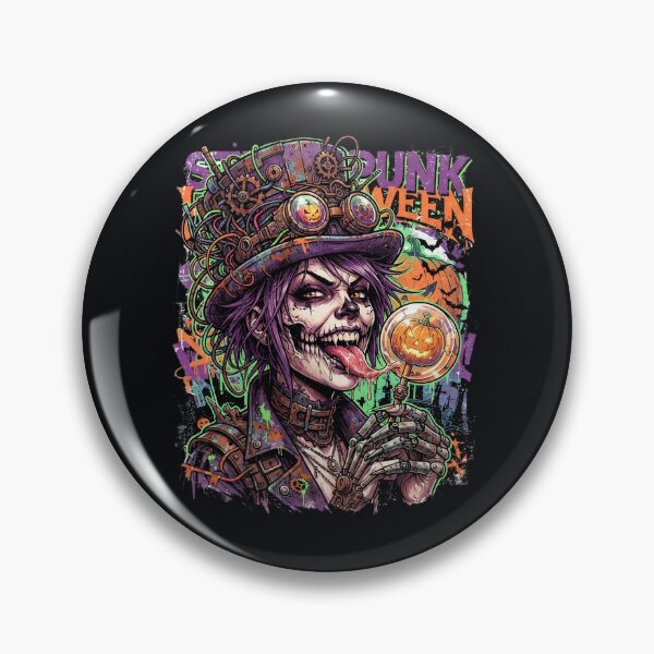 Item preview, Halloween Steampunk Zombie Lollipop Pumpkin Witch designed and sold by Voodoo Store Paranormal Collections.