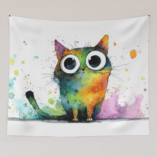 Item preview, Colorful cat illustration with art designed and sold by anytka.