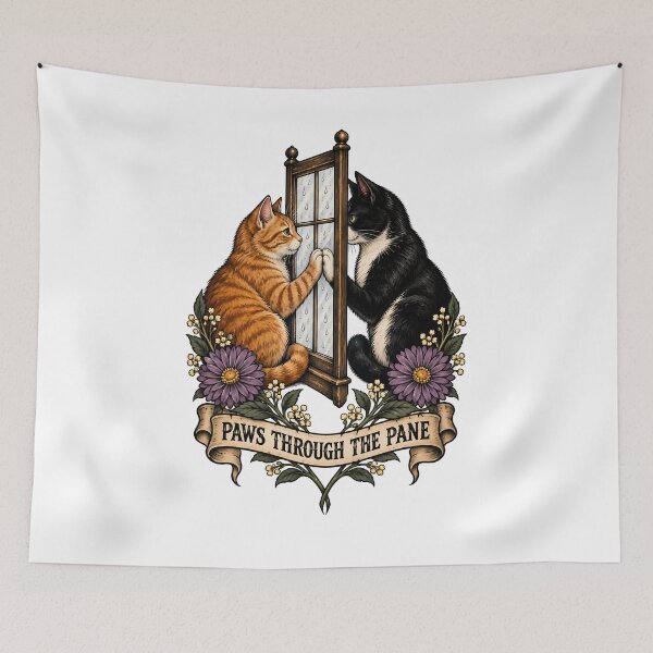 Item preview, Paws Through The Pane Rainy Cats Art designed and sold by Old's Cool Cat Studio.