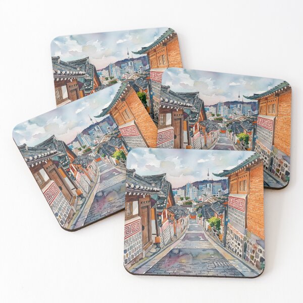 Item preview, Bukchon Hanok Village Seoul Travel Poster – South Korea designed and sold by POSTERIOCREW.