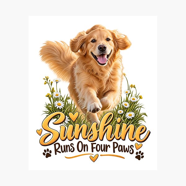 Item preview, Golden Retriever Sunshine Runs On Four Paws designed and sold by Prince Tripathi .