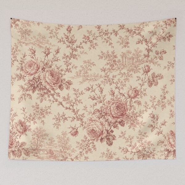 Item preview, Antique Rose Toile Vintage Cottage Pattern designed and sold by FairyArtCottage.
