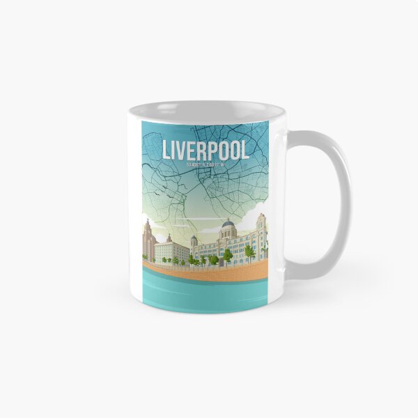Item preview, Liverpool Pier Head and Mersey Map Travel Art designed and sold by Stadify.