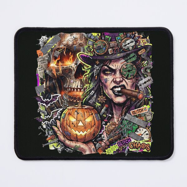Item preview, Halloween Cyberpunk Witch Cigar Pumpkin Skull designed and sold by Voodoo Store Paranormal Collections.