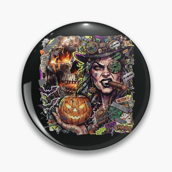 Item preview, Halloween Cyberpunk Witch Cigar Pumpkin Skull designed and sold by Voodoo Store Paranormal Collections.