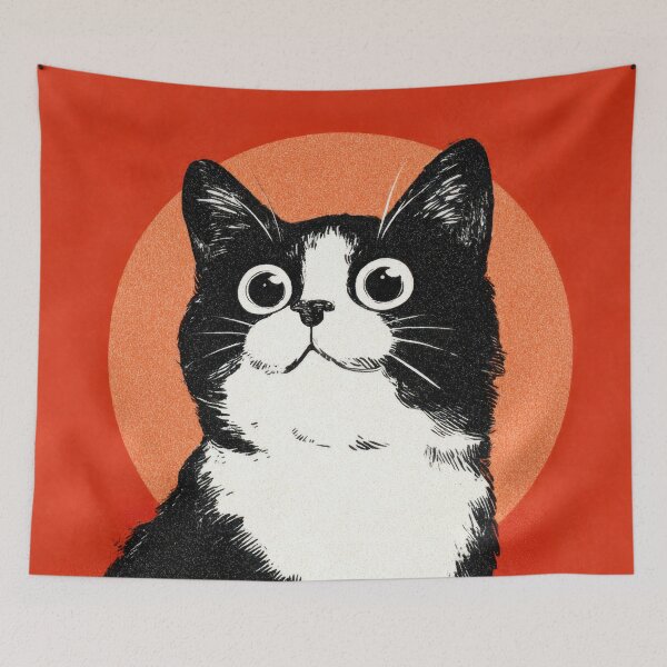 Item preview, Art of a cat with a red background designed and sold by anytka.