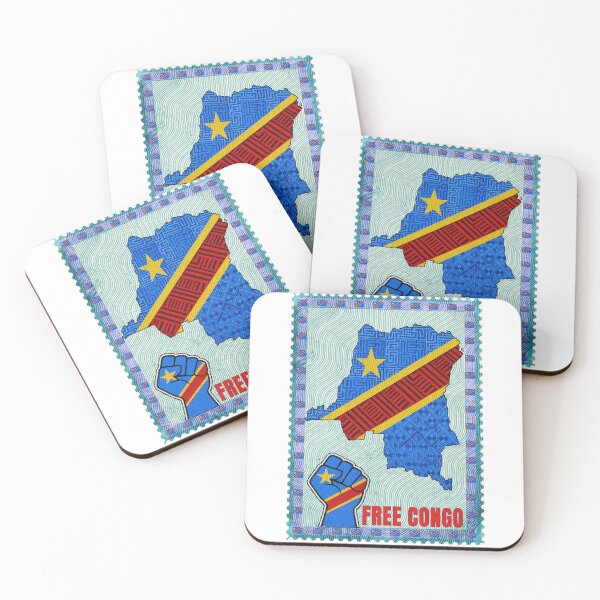 Aperçu de l'œuvre Timbre vintage gratuit Congo - Carte de la RDC dans l'art textile congolais créée et vendue par Youngkev-arts.