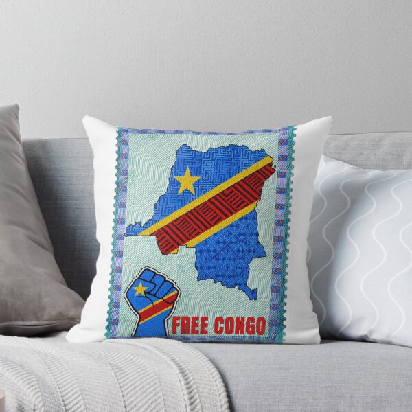 Item preview, Free Congo Vintage Stamp - DRC Map in Congolese Textile Art designed and sold by Youngkev-arts.
