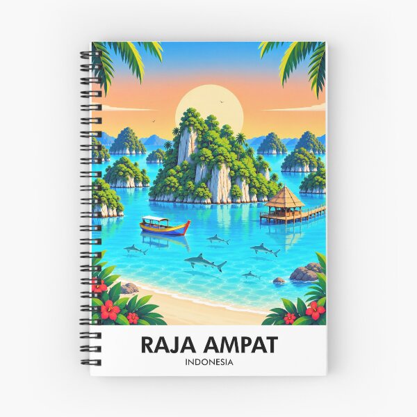 Item preview, Raja Ampat Retro Travel Print designed and sold by HomeLivingCo.