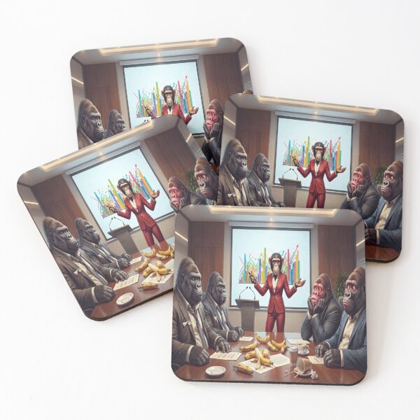 Item preview, Funny Corporate Business Chimpanzee Gorillas Boardroom Meeting Art designed and sold by AfresStudio.