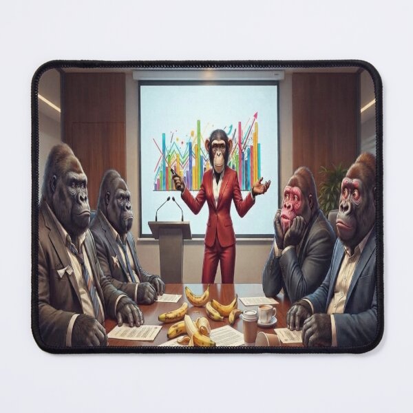 Item preview, Funny Corporate Business Chimpanzee Gorillas Boardroom Meeting Art designed and sold by AfresStudio.