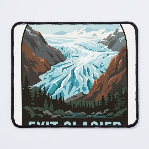 Item preview, Exit Glacier Alaska Vintage WPA Travel Badge Sticker designed and sold by DetourDgn.