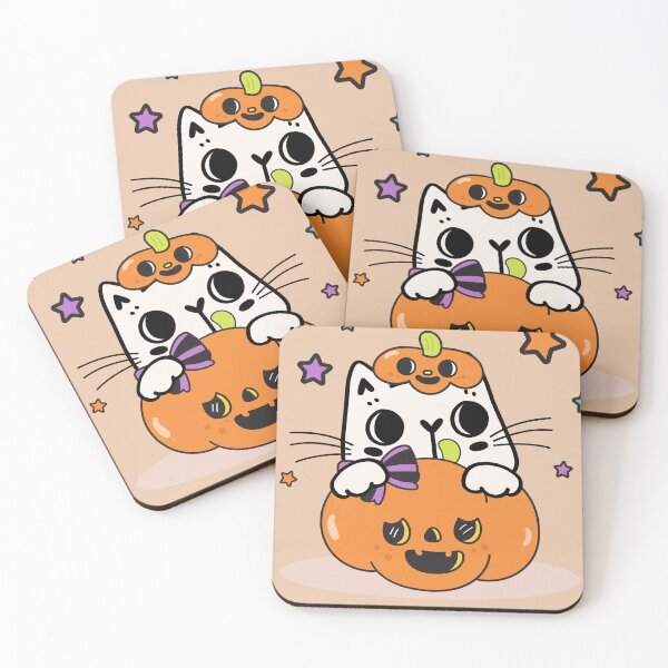 Item preview, White Cat with Pumpkin Costume and Start Pattern designed and sold by AlginaPugachova.