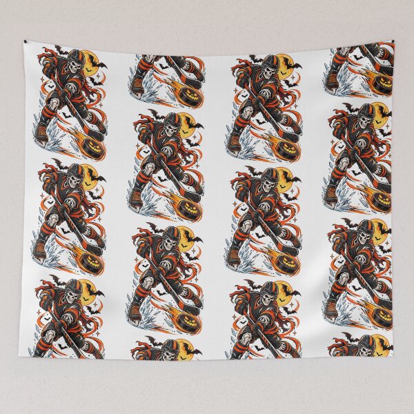 Item preview, Halloween Skeleton Hockey Player Scary Ice Rink Action designed and sold by OddPopARt.