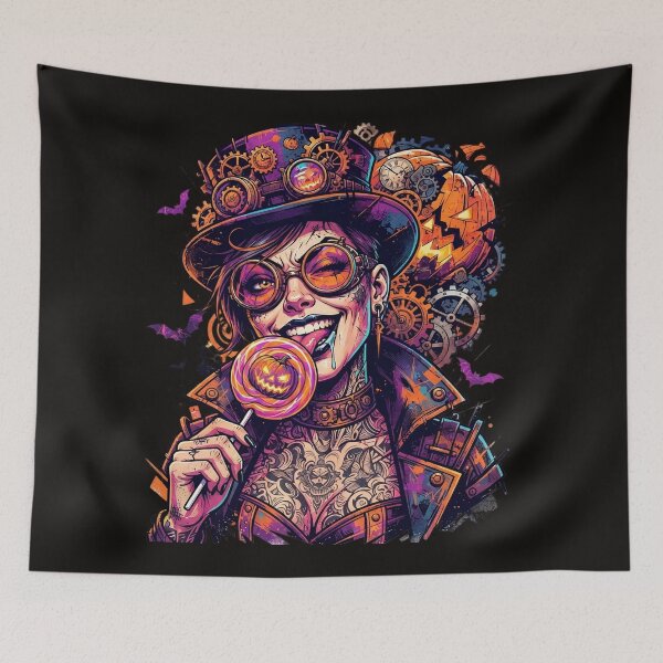Item preview, Halloween Steampunk Tattoo Witch Pumpkin Lollipop designed and sold by Voodoo Store Paranormal Collections.