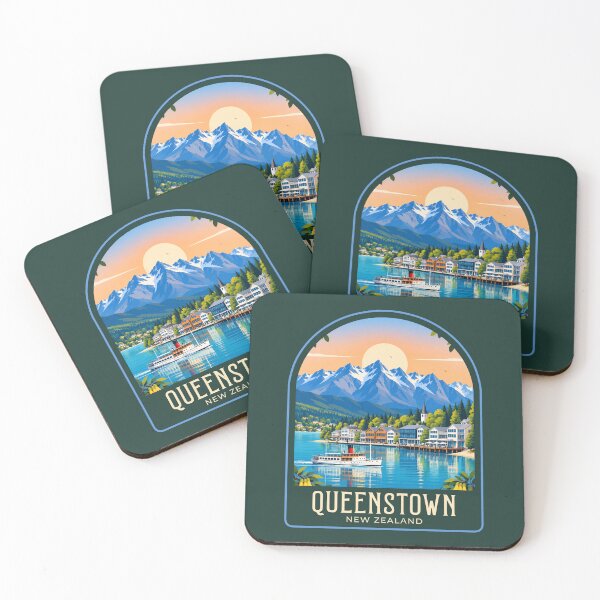 Item preview, Queenstown Vintage Travel Illustration designed and sold by HomeLivingCo.