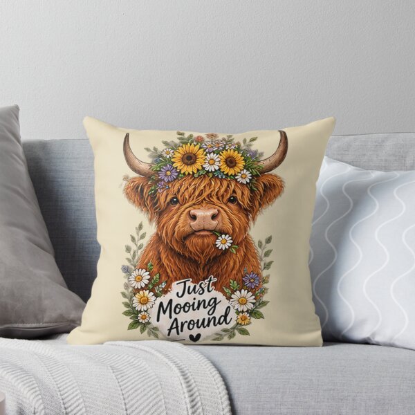 Item preview, Just Mooing Around Highland Cow Flower Crown Sticker | Cute Farm Decal designed and sold by DrAsmaaMohamed.