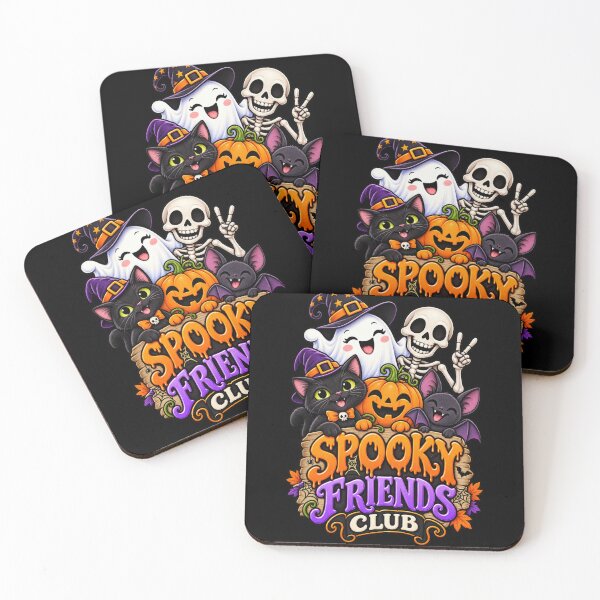 Item preview, Spooky Friends Club – Cute Ghost Cat Bat Pumpkin & Skeleton Halloween Design designed and sold by RockitBaby.