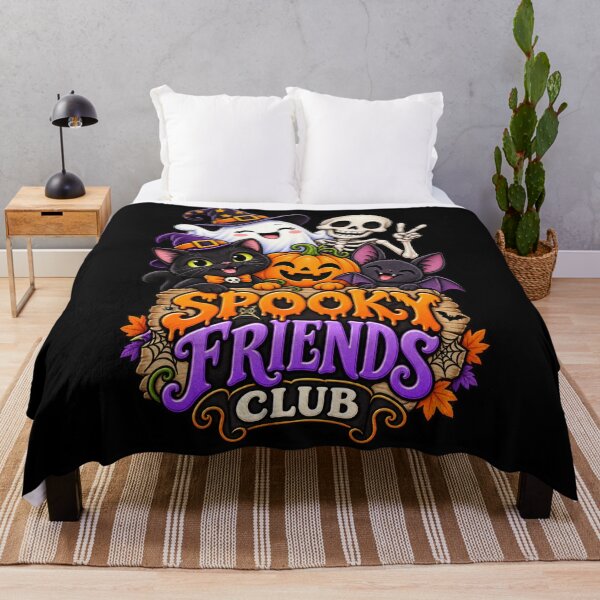 Item preview, Spooky Friends Club – Cute Ghost Cat Bat Pumpkin & Skeleton Halloween Design designed and sold by RockitBaby.
