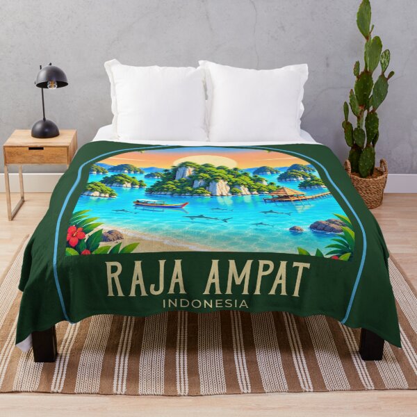 Item preview, Raja Ampat Vintage Travel Illustration designed and sold by HomeLivingCo.