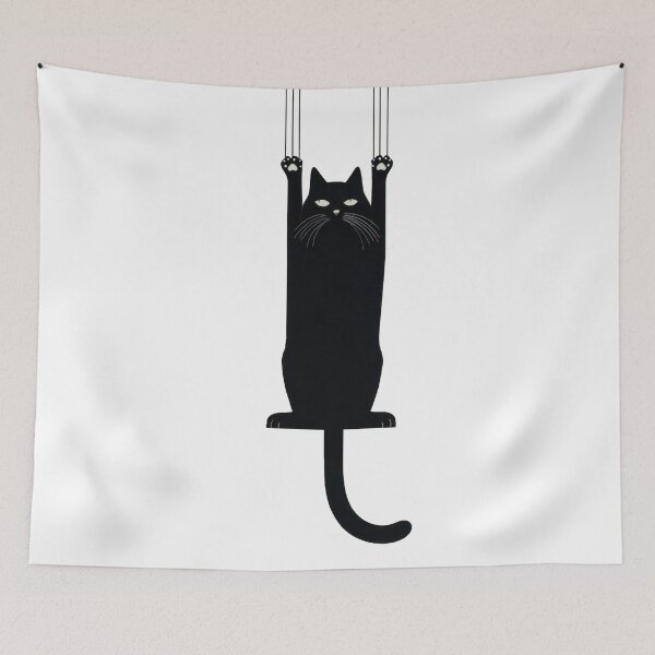 Item preview, Black cat hanging from a string designed and sold by anytka.