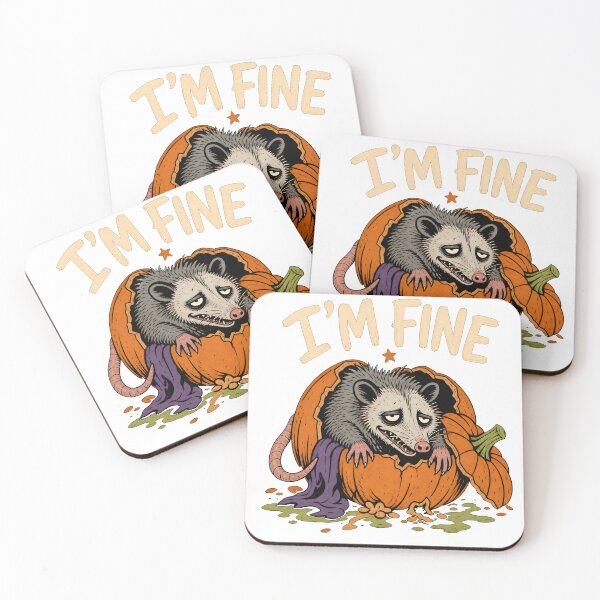 Item preview, I'm Fine Halloween Opossum Sarcastic Pumpkin designed and sold by calicito.