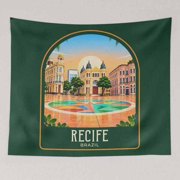 Item preview, Recife Vintage Travel Illustration designed and sold by HomeLivingCo.