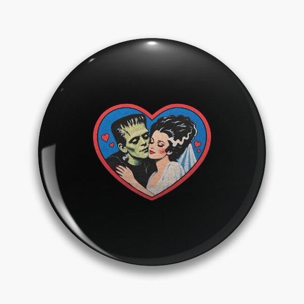 Item preview, Frankenstein and Bride Heart Romantic Halloween Couple designed and sold by OddPopARt.