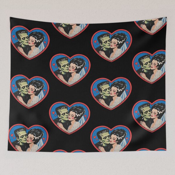 Item preview, Frankenstein and Bride Heart Romantic Halloween Couple designed and sold by OddPopARt.