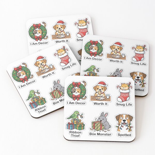 Item preview, Mischievous Christmas Pets Sticker Pack - Funny Animal Puns Assortment designed and sold by SimpleP.