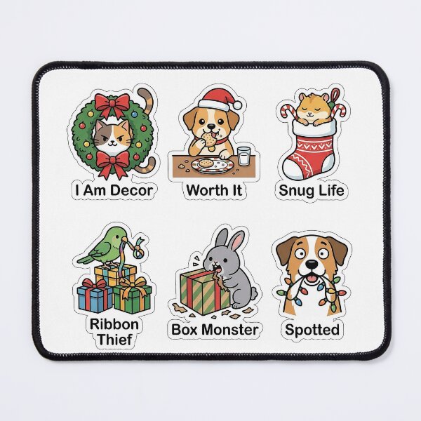 Item preview, Mischievous Christmas Pets Sticker Pack - Funny Animal Puns Assortment designed and sold by SimpleP.