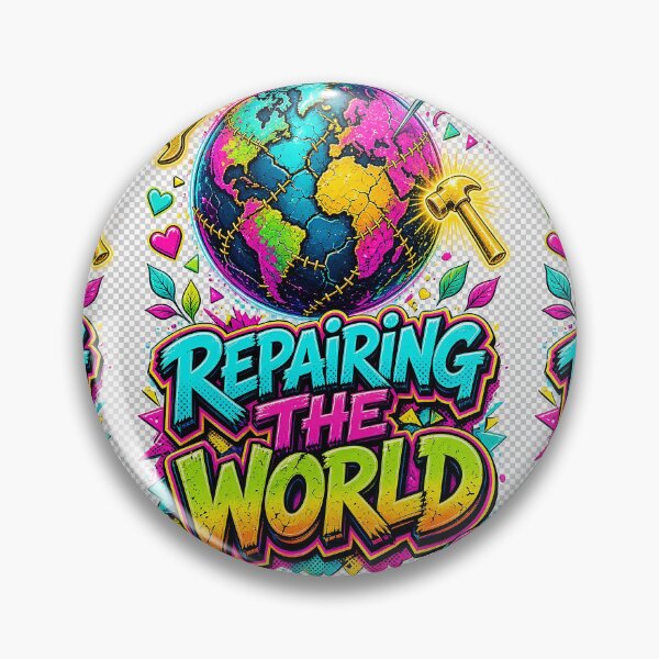 Item preview, Repairing The World Motivational Graphic – Funky Tikkun Olam Positive Vibes Art designed and sold by The Crazy Monkey Design Studio.