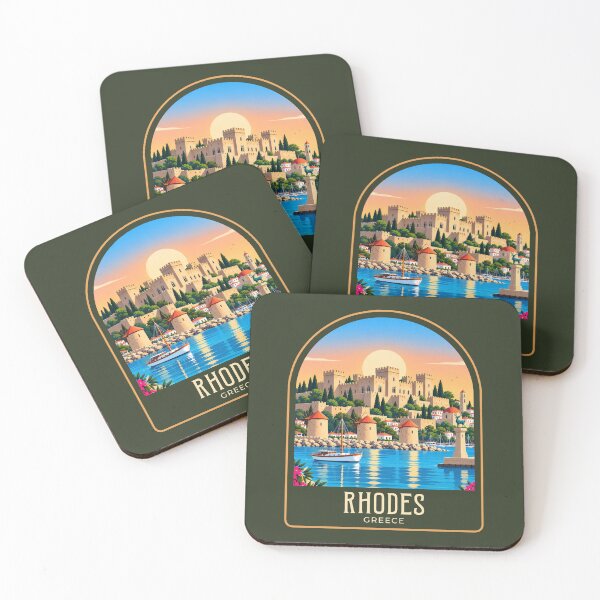 Item preview, Rhodes Vintage Travel Illustration designed and sold by HomeLivingCo.