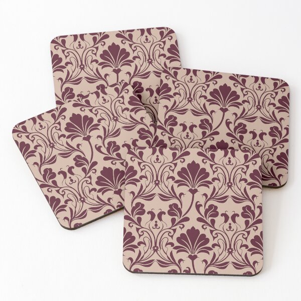Item preview, Burgundy Tan Damask Floral Seamless Pattern designed and sold by ​Jyoti Digital Artist.
