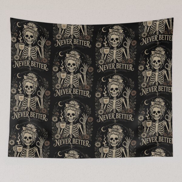 Item preview, Never Better Skeleton Coffee Floral Gothic Spirit designed and sold by OddPopARt.