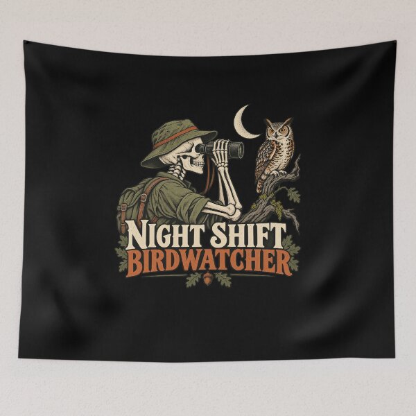 Item preview, Night Shift Birdwatcher Skeleton Owl designed and sold by AMICO77.