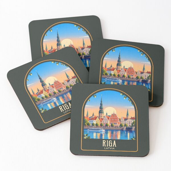 Item preview, Riga Vintage Travel Illustration designed and sold by HomeLivingCo.
