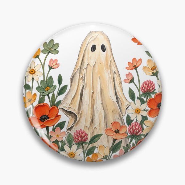 Artikelvorschau, Niedlicher Geist in Wildblumen – Vintage-Blumen-Halloween-Kunst entworfen und verkauft von wecrea.