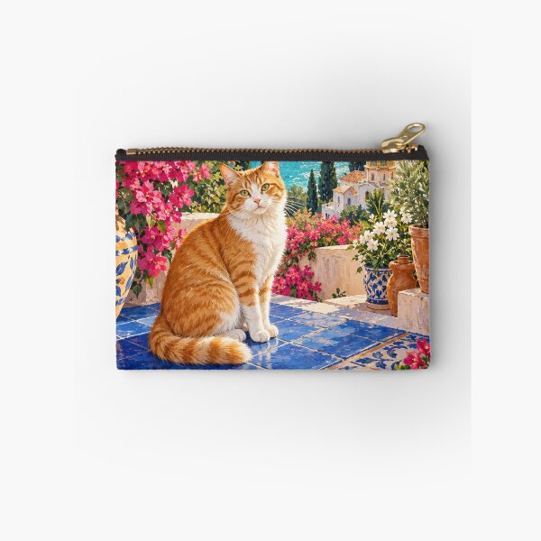 Item preview, Sunlit Mediterranean Cat – Colorful Coastal Cat Wall Art designed and sold by Jaani-T.