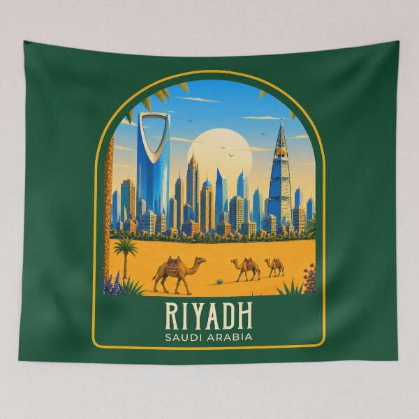 Item preview, Riyadh Vintage Travel Illustration designed and sold by HomeLivingCo.