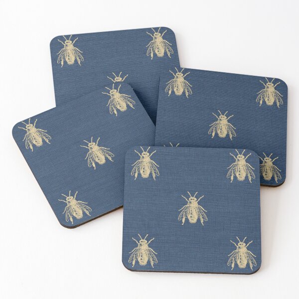 Item preview, Golden bees on indigo blue canvas designed and sold by Anne Londez Studio.