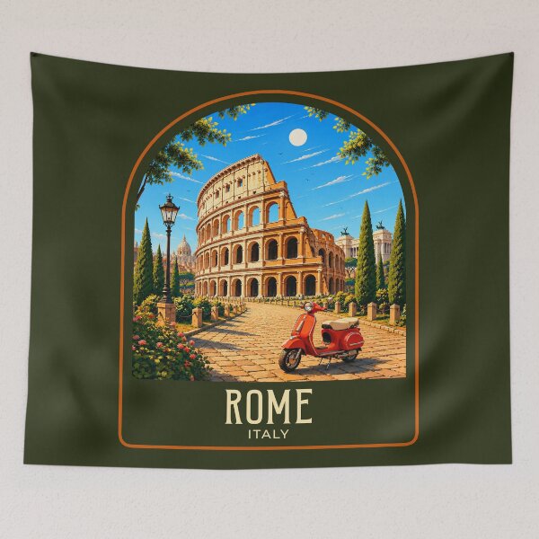 Artikelvorschau, Rom – Vintage-Reiseillustration entworfen und verkauft von HomeLivingCo.
